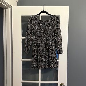 Art Class Black and White Floral Kids Formal Dress